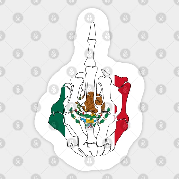 Skeleton Middle Finger Mexico Flag Sticker by GoodSirWills Place